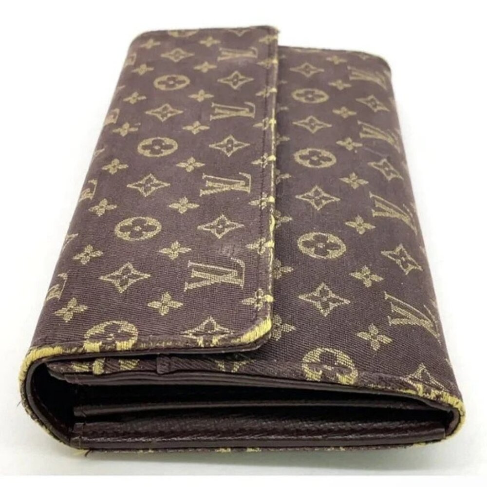 Louis Vuitton Monogram Mini Lin Portefeuille Sarah Wallet Brown w/ Box & Dusty - Picture 4 of 11